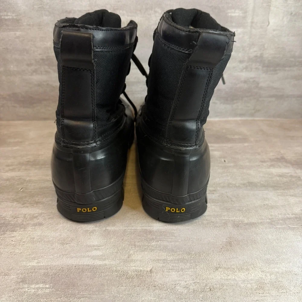 Polo Ralph Lauren Crestwick Mens Black Duck Boots Rubber Rain Snow 10D 11763 J15
